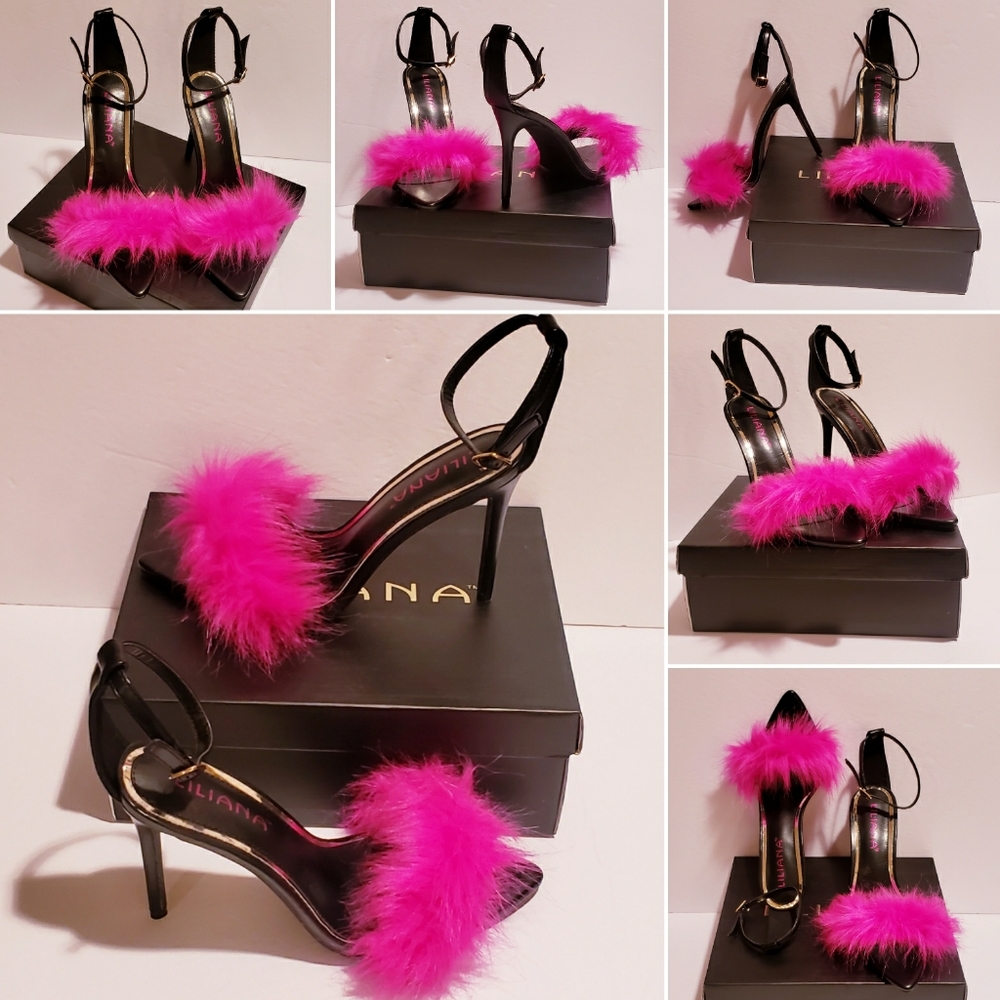 Open Toe Feathered Sandals - Picture 5 of 8